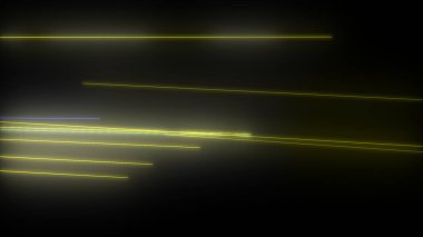 Parlayan neon çizgileri olan koyu soyut bir arkaplan. Sihirli ışıklar, uzay hareketi konsepti 