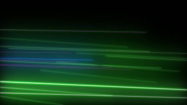 Parlayan neon çizgileri olan koyu soyut bir arkaplan. Sihirli ışıklar