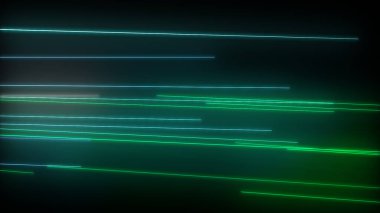 Parlayan neon çizgileri olan koyu soyut bir arkaplan. Sihirli ışıklar