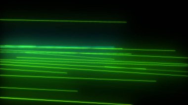 Parlayan neon çizgileri olan koyu soyut bir arkaplan. Sihirli ışıklar