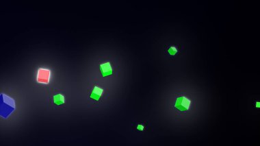 abstract dark background with glowing neon cubes