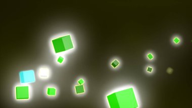 abstract dark background with glowing neon cubes
