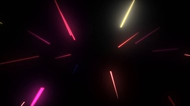 Parlak çoklu renk neon parçacıkları parlayan sicim akışı, web tasarımınız, başlıklarınız, başlıklarınız ve metinleriniz için renkli arkaplan resimleme arkaplanı.