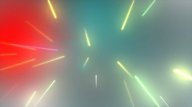 Parlak çoklu renk neon parçacıkları parlayan sicim akışı, web tasarımınız, başlıklarınız, başlıklarınız ve metinleriniz için renkli arkaplan resimleme arkaplanı.