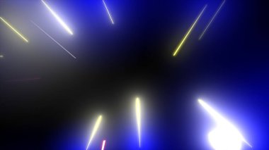 Parlak çoklu renk neon parçacıkları parlayan sicim akışı, web tasarımınız, başlıklarınız, başlıklarınız ve metinleriniz için renkli arkaplan resimleme arkaplanı.