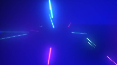 Parlak çoklu renk neon parçacıkları parlayan sicim akışı, web tasarımınız, başlıklarınız, başlıklarınız ve metinleriniz için renkli arkaplan resimleme arkaplanı.