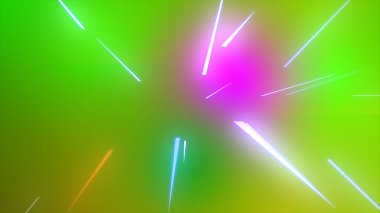 Parlak çoklu renk neon parçacıkları parlayan sicim akışı, web tasarımınız, başlıklarınız, başlıklarınız ve metinleriniz için renkli arkaplan resimleme arkaplanı.