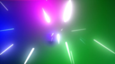 Parlak çoklu renk neon parçacıkları parlayan sicim akışı, web tasarımınız, başlıklarınız, başlıklarınız ve metinleriniz için renkli arkaplan resimleme arkaplanı.