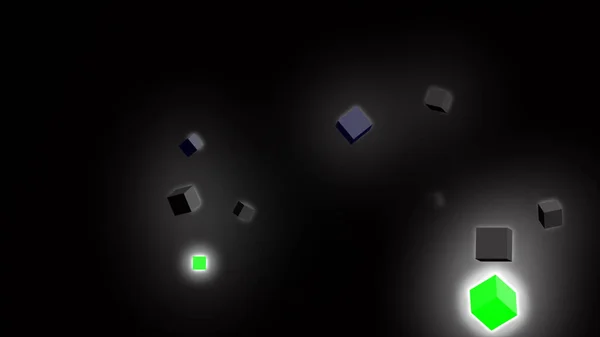 Abstract Dark Background Glowing Neon Cubes — Stock Fotó