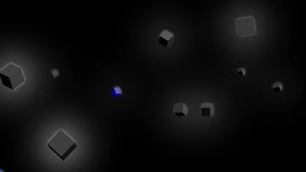 Abstract Dark Background Glowing Neon Cubes — Stockfoto