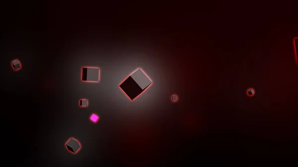 Abstract Dark Background Glowing Neon Cubes — Stok fotoğraf