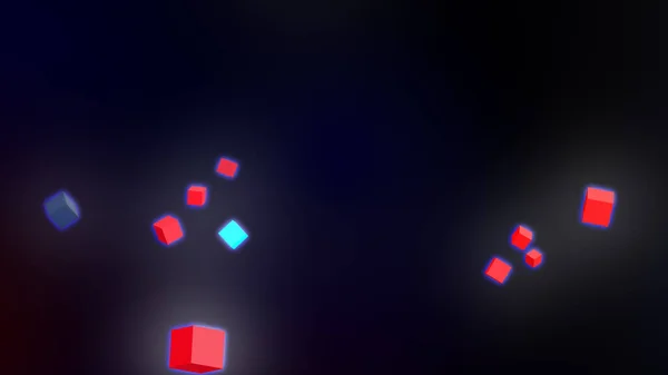 Abstract Dark Background Glowing Neon Cubes — ストック写真