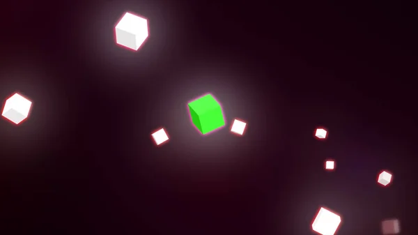 Abstract Dark Background Glowing Neon Cubes — Stok fotoğraf
