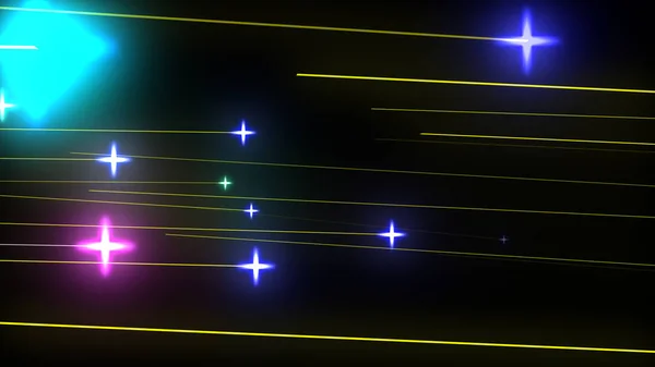发光粒子星多色Rays字符串背投插图背景 — 图库照片