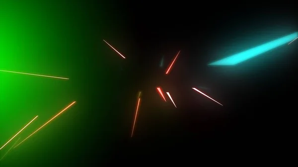 Parlak Çoklu Renk Neon Parçacıkları Parlayan Sicim Akışı Web Tasarımınız — Stok fotoğraf
