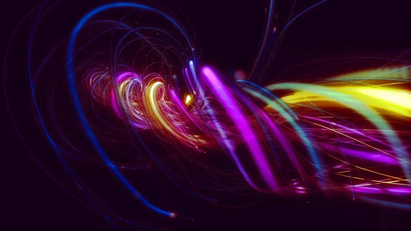 Glowing Lines Particles Flow Multi Color Strings Rays Backdrop Illustration — Stock Photo, Image