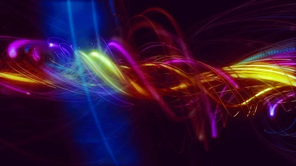 Glowing Lines Particles Flow Multi Color Strings Rays Backdrop Illustration — Stock Photo, Image