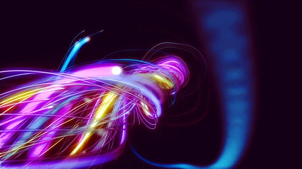 Líneas Brillantes Partículas Flujo Cadenas Multicolor Rayos Fondo Ilustración Fondo — Foto de Stock