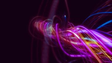 Parlayan Çizgiler Parçacıkları Çok Renkli Dizgiler, Parlayan Işınlar Arkaplan Animasyonu web tasarımı, disk, parti, öncü ekranlar için zarif arkaplan. TV şovu, başlıklar, metin, VJ Haritalama ve benzeri...