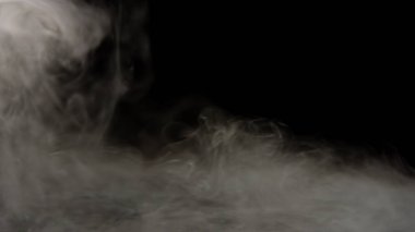 Siyah fotografta hala Gerçek Kuru Buz Dumanı var. Arkaplan, duvar kağıdı zarif web tasarımı, afişler, başlıklar, metinler ve benzeri şeyler için güzel bir patlama.