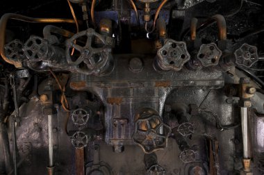 Antika Buhar lokomotif cocpit kolları
