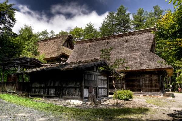 Gassho-zukuri stijl huizen in Hida No Sato museum, Takayama, Japan — Stockfoto