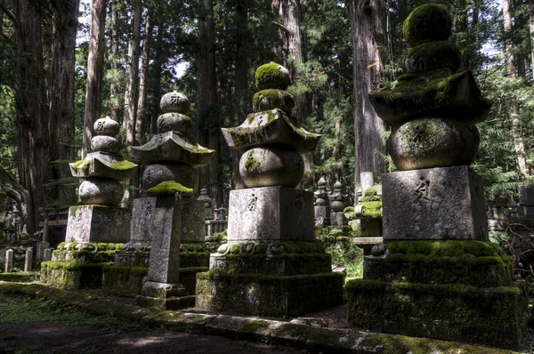 Pedras no cemitério de Okunoin, Koya san, Japão — Fotografia de Stock