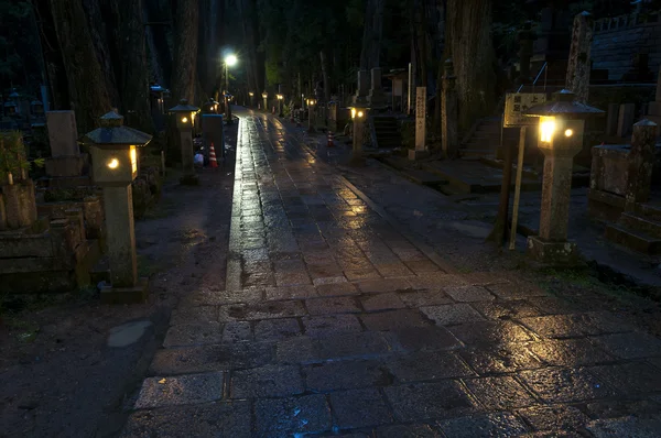 Noche en el cementerio de Okunoin, Koya san, Japón — Foto de Stock