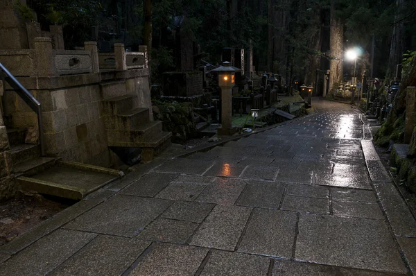 Noche en el cementerio de Okunoin, Koya san, Japón — Foto de Stock