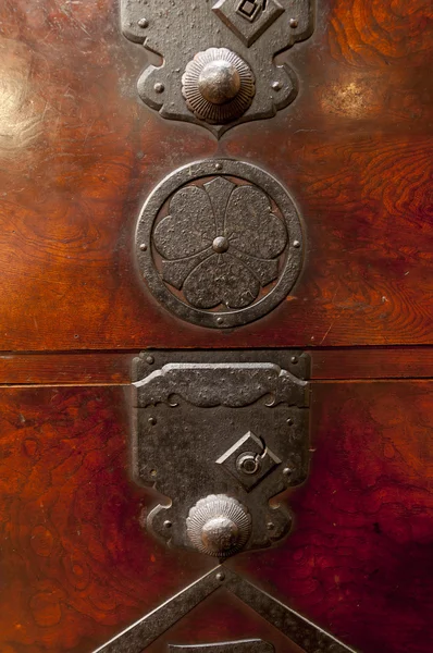 Detail of antique japanese iron-bound chest — Stock Photo, Image