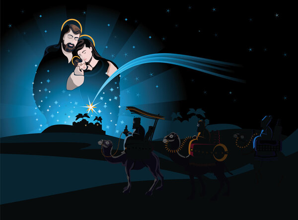 Рождественская сцена и три мудреца
