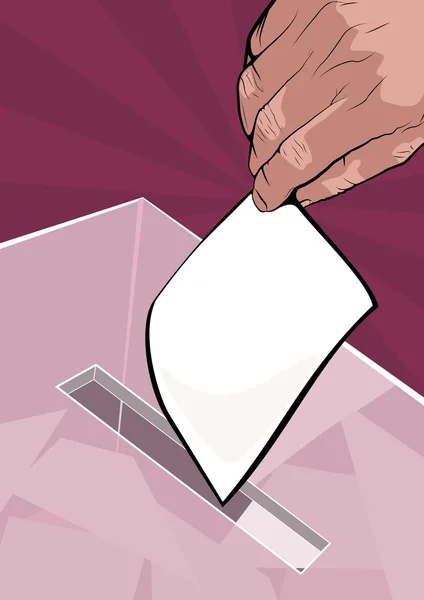 Man röstar att placera sin röstsedel i rutan — Stock vektor