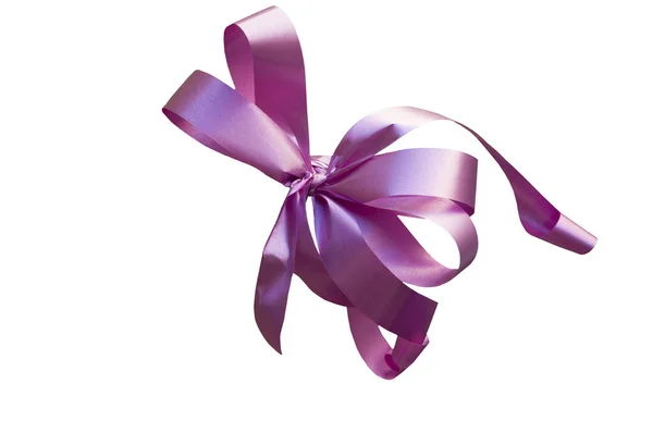 Schöne Bunte Heiße Rosa Geschenkband Auf Weißem Isolierten Hintergrund — Stockfoto