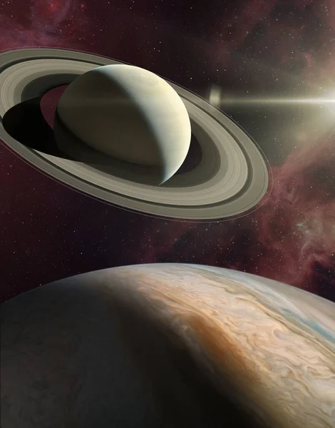 Grande Congiunzione Giove Saturno Incontrano Sul Solstizio Raro Incontro Giove — Foto Stock