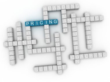 3d image Pricing word cloud concept clipart