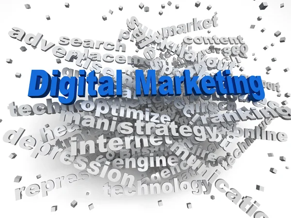 Трехмерное изображение Digital Marketing word cloud concept — стоковое фото