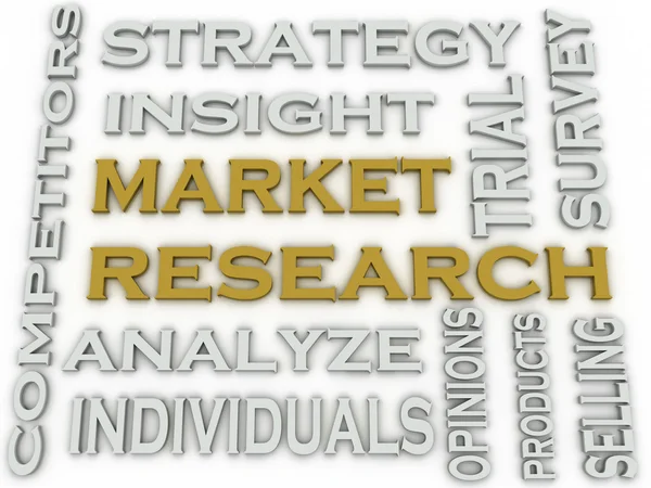 3D beeld Market Research word cloud concept — Stockfoto