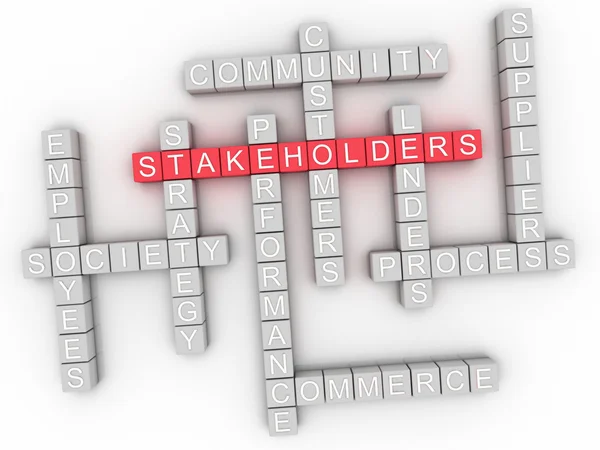 3d image Stakeholders word cloud concept — Stock Photo, Image