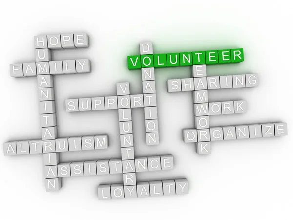 3d image Volunteer word cloud concept — Stock Photo, Image