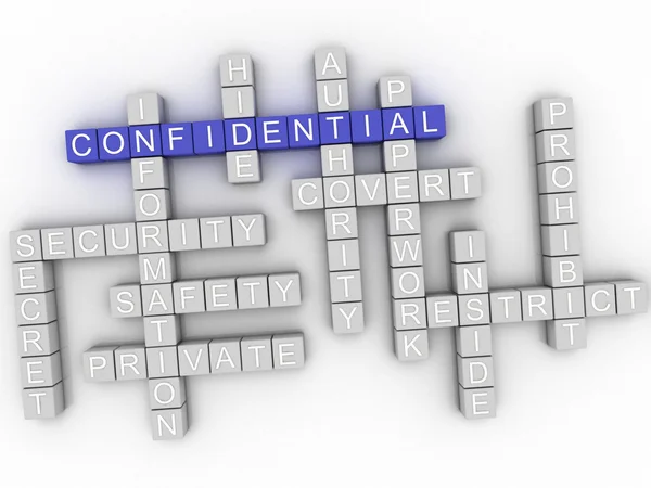 3d image Confidential word cloud concept — Stock Photo, Image