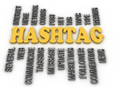 3d image Hashtag concept word cloud background clipart