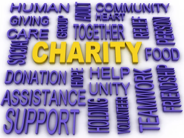 3d imagen Charity concept in word collage — Stock Photo, Image