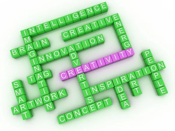 3D imagen creativiteit word cloud concept — Stockfoto