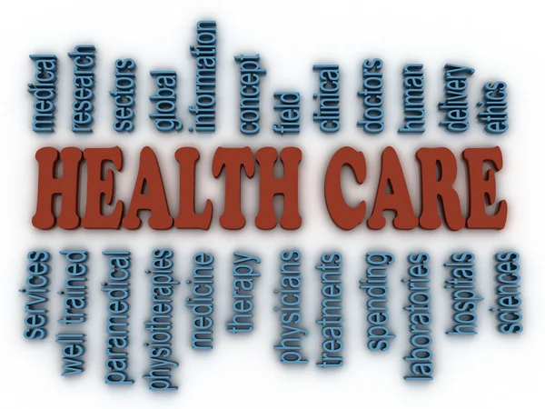 Imagem 3d conceito de cuidados de saúde nuvem de palavras fundo — Fotografia de Stock