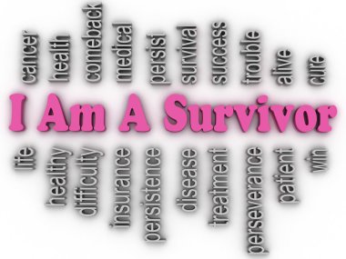 3d imagen I Am A Survivor  concept word cloud background clipart