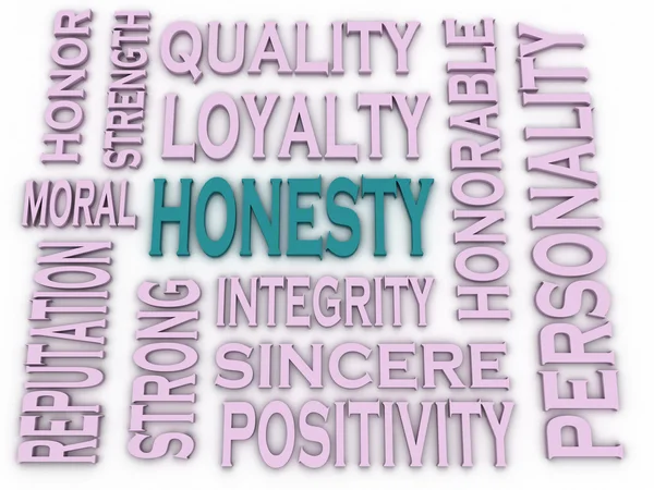 3d imagen Honesty concept in word tag cloud on white background — Stock Photo, Image