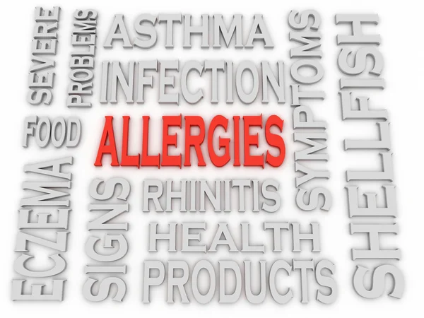 3d imagen Allergie concetto parola nube sfondo Immagini Stock Royalty Free