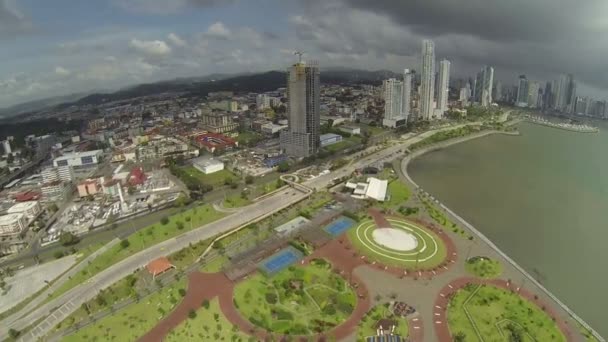 Panama City de Cinta Costera ucu hava görüntüleri — Stok video