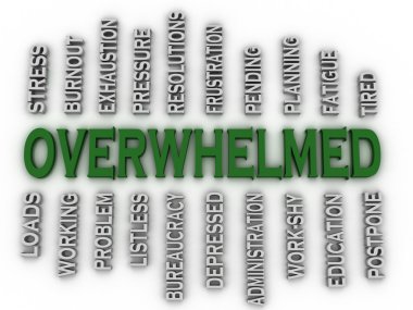 3d imagen Overwhelmed  issues concept word cloud background clipart