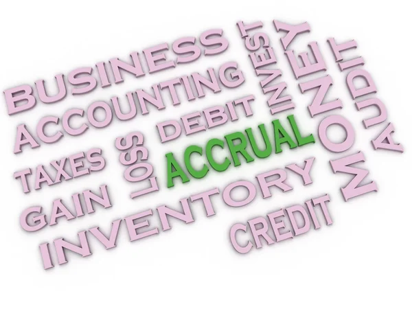 3d image Accrual issues concept word cloud background — Stock Photo, Image